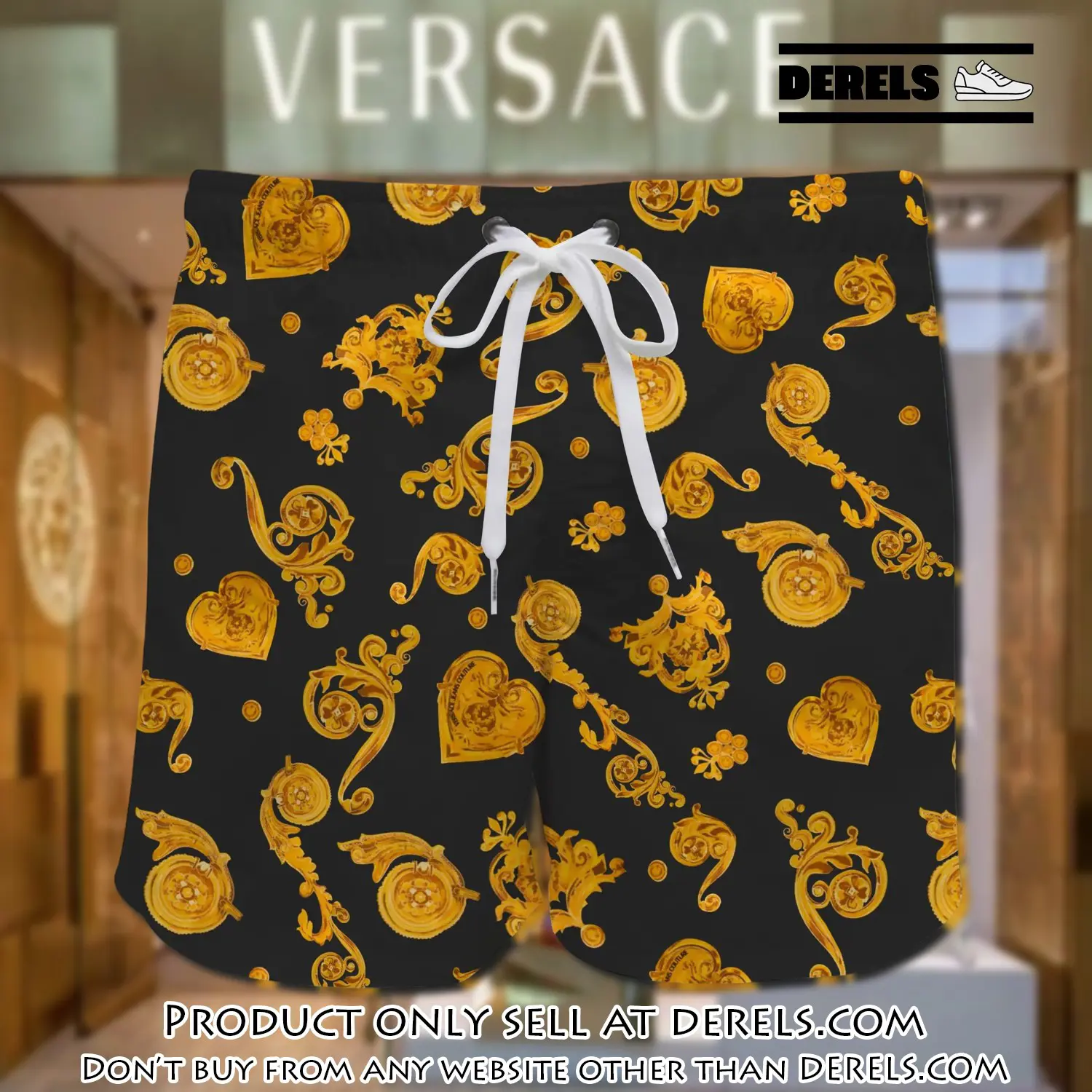 Versace golden black pattern luxury all over print shorts dr2201449